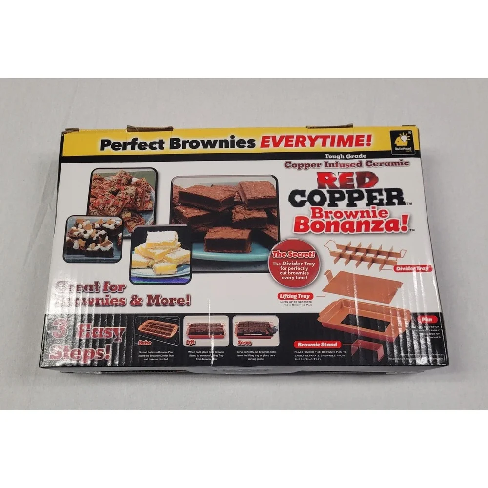 Bulbhead Red Copper Brownie Bonanza 4-piece Non-stick Baking Pan Set New OpenBox